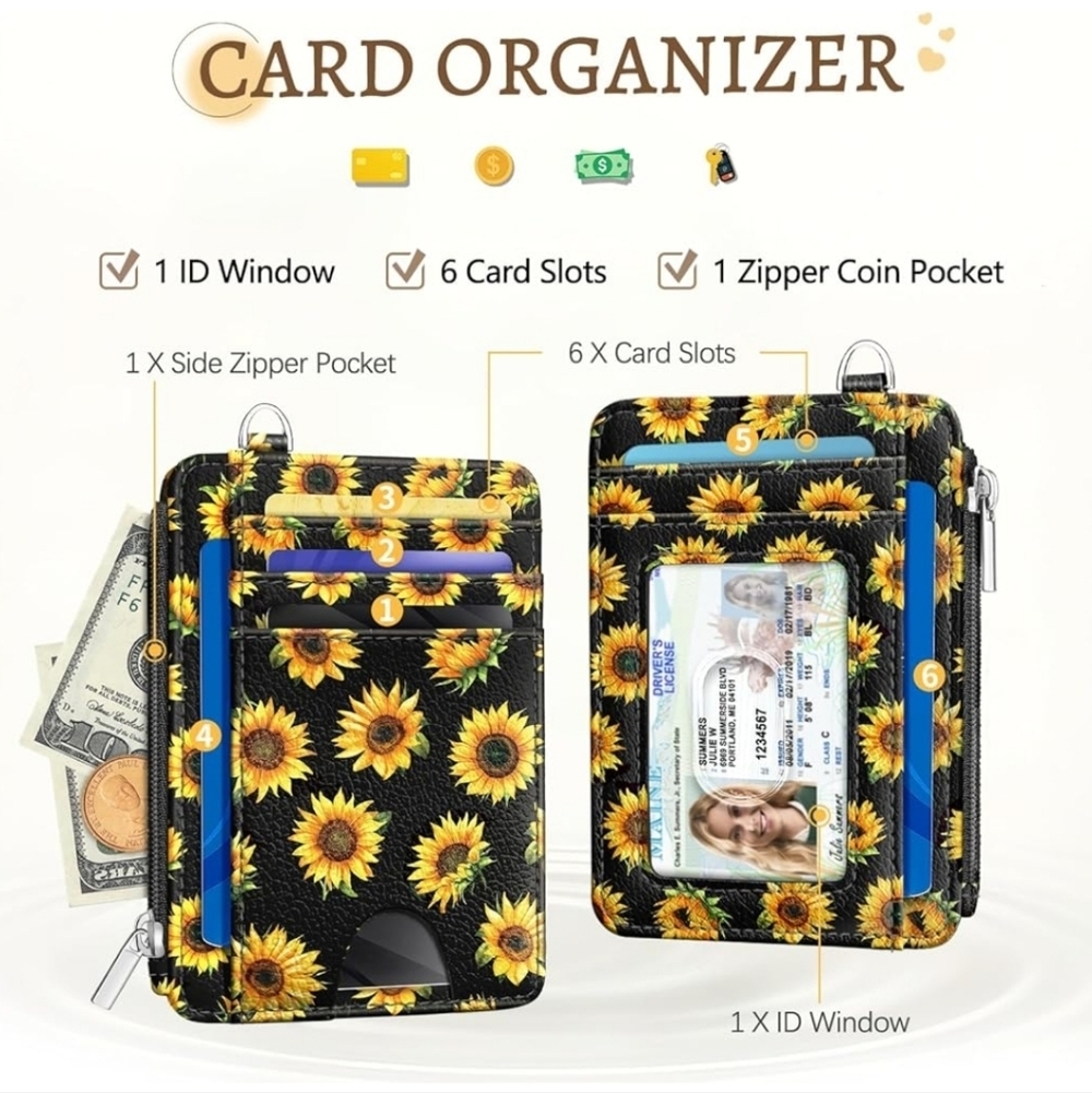 Sunflower Card Organizer with ID Window
